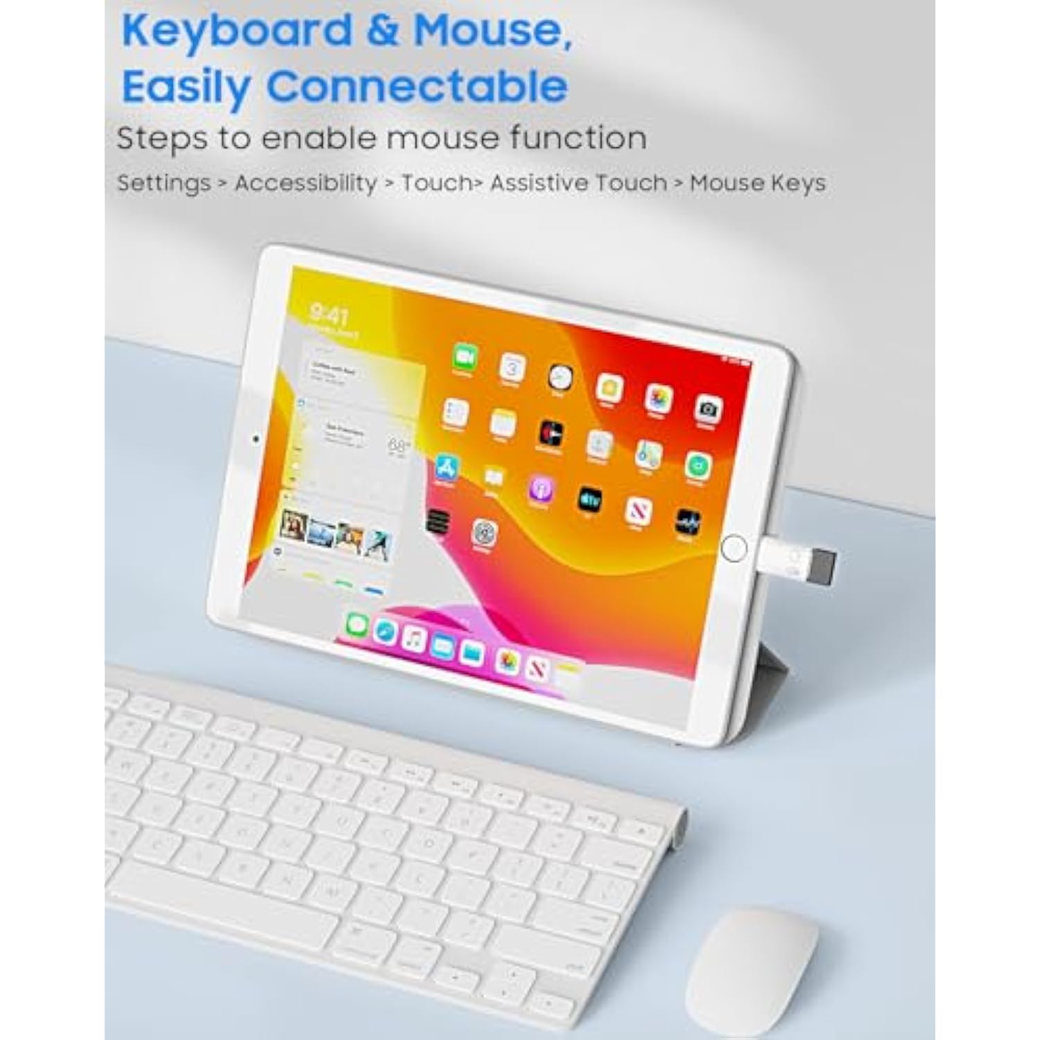 MoKo USB C Female to Lightning Male Adapter, Lightning Male to USB-A Female OTG Adapter Connector for iPhone 14/13/12/11 Pro Max/iPad/iPod/AirPods, Support 10W Fast Charging/Data Transfer/Audio