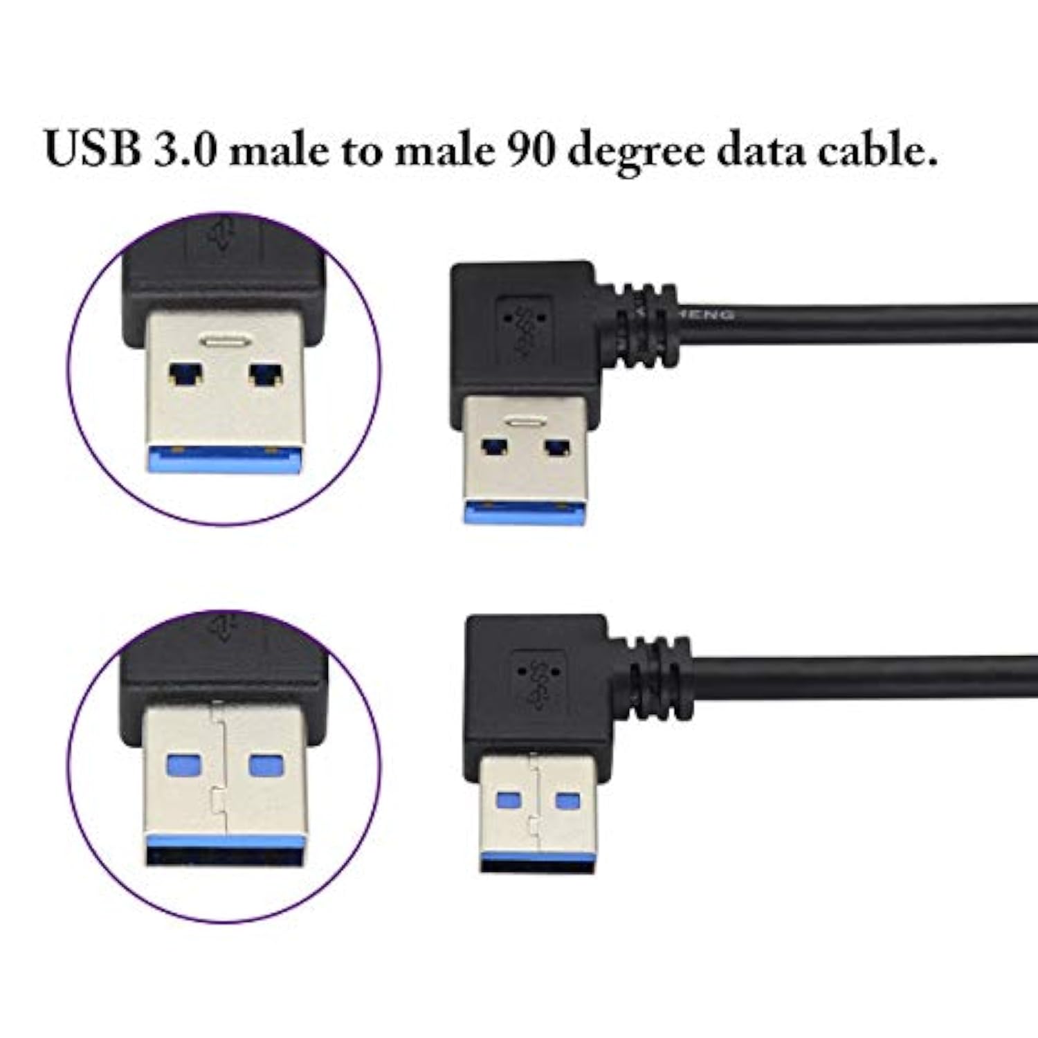 90 Degree Usb 3.0 A Extension Cable Left & Right Angle Usb 3.0 Type A Male To