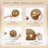 147pcs Boho Brown Balloon Garland Kit – Neutral Tones for Baby Shower, Wedding & Parties