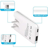 Flat Wall Charger 30W Pd – Ultra Slim Dual Port Usb-C & Usb-A Fast Charger Block With Foldable Plug For Iphone 17/16/15/14 Pro/Max/Air, Ipad, Airpods, Samsung Galaxy S24/S23, Google Pixel