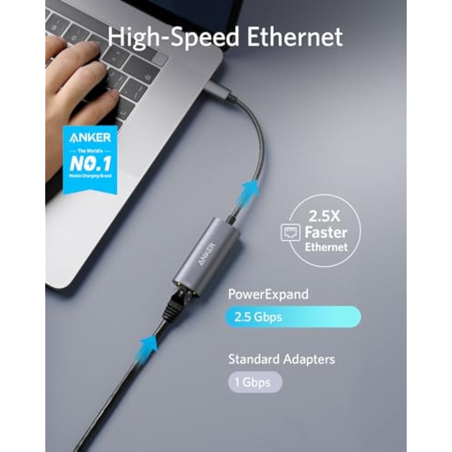 Anker USB C to 2.5 Gbps Ethernet Adapter, PowerExpand USB C to Gigabit Etherne