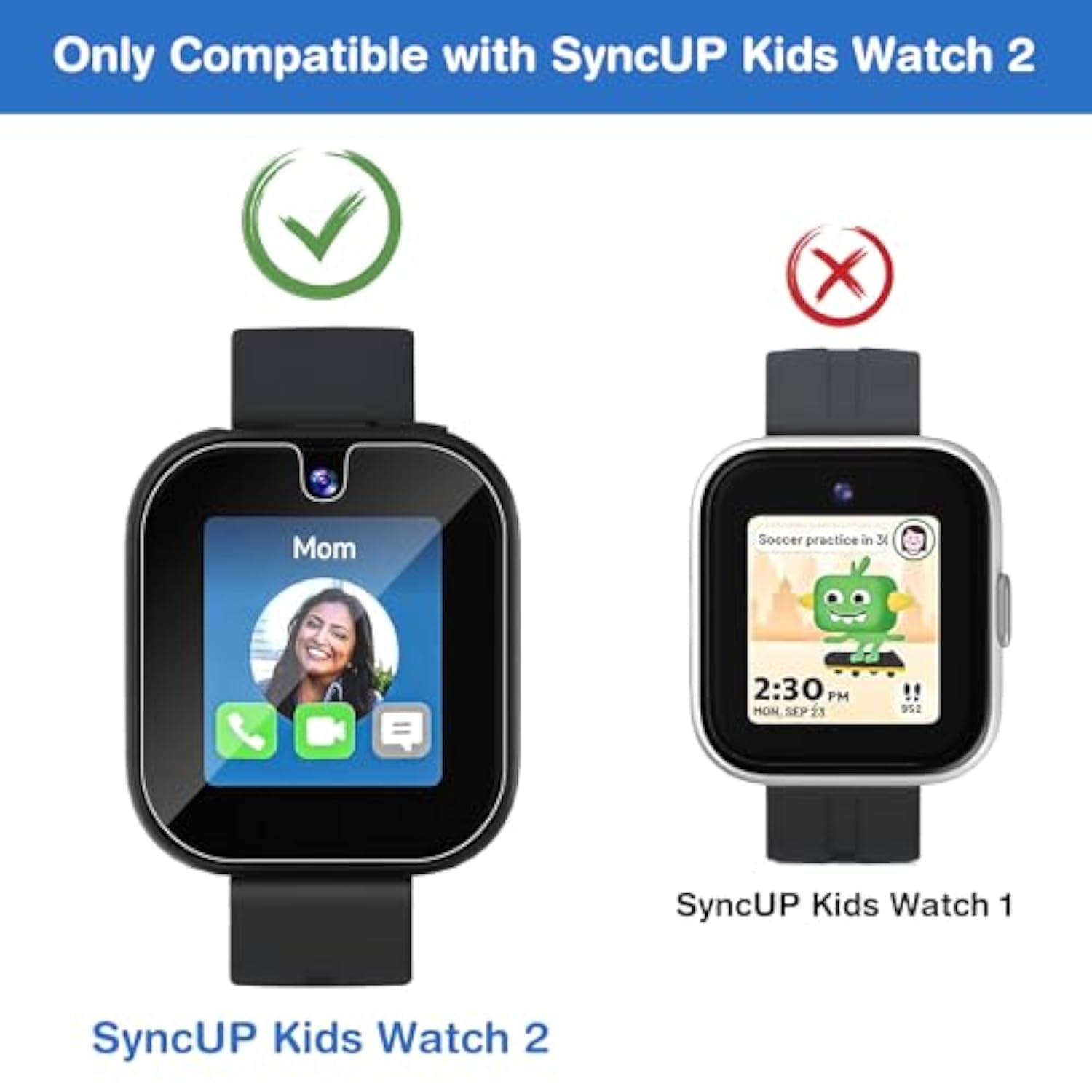 4 Pack Screen Protector For Syncup Kids Watch 2, Waterproof Hd Clear Tempered Glass Screen Protector, Scratch Resistant Protective Film Compatible With Syncup Kids Watch 2
