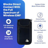 Emf Radiation Blocker Phone Pouch (Black) - Lightweight Radiation Blocker For Cell Phone With Crossbody Strap - Emf Shield With Extra Pocket (7.5 X 4 In)
