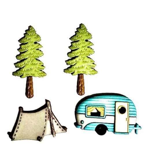 Hittin The Trail Camping Buttons Set