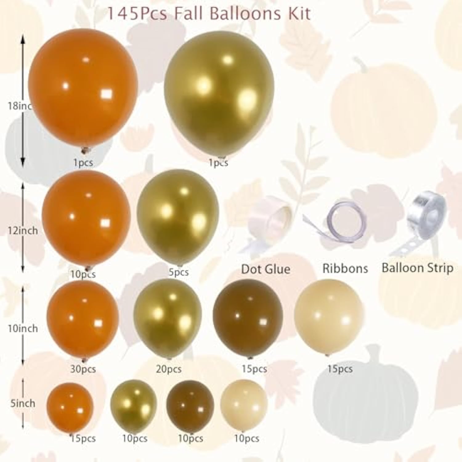 Fall Balloon Arch Kit 145pcs Terracotta Orange Nude Gold Balloons for Baby Shower Party