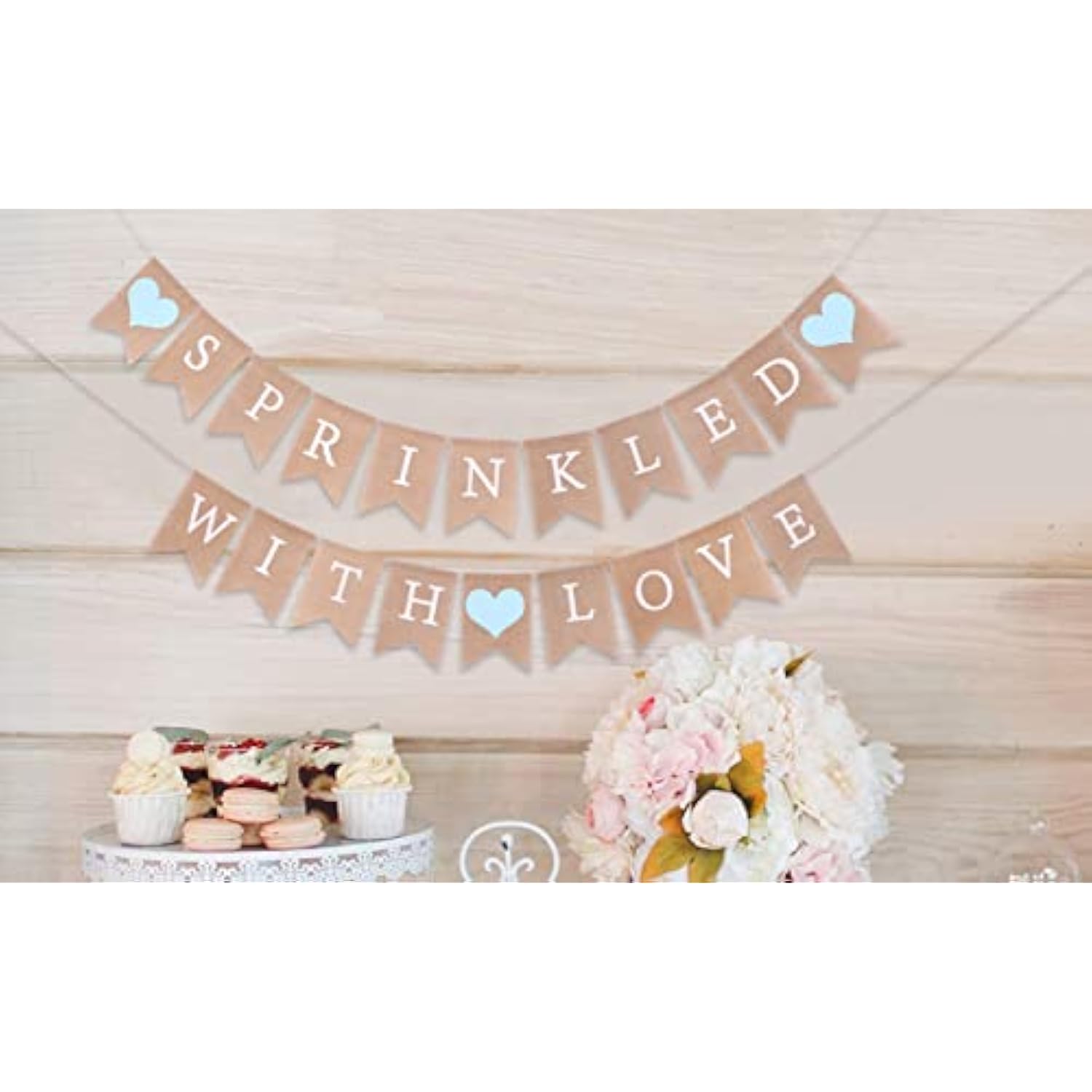 Sprinkled With Love Rustic Burlap Baby Shower Decorations - Baby Birthday Banner, Party Photo Backdrop, Photo Decoration Props