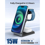 Aluminum 3 In 1 Charger Stand, Magnetic Wireless Charger Iphone Charging Station For Apple - Iphone 16 15 14 Pro Max 13 12 11 - Watch 8 7 6 5 4 3 2 Se - Airpods 3 2 Pro - (Adapter Included)