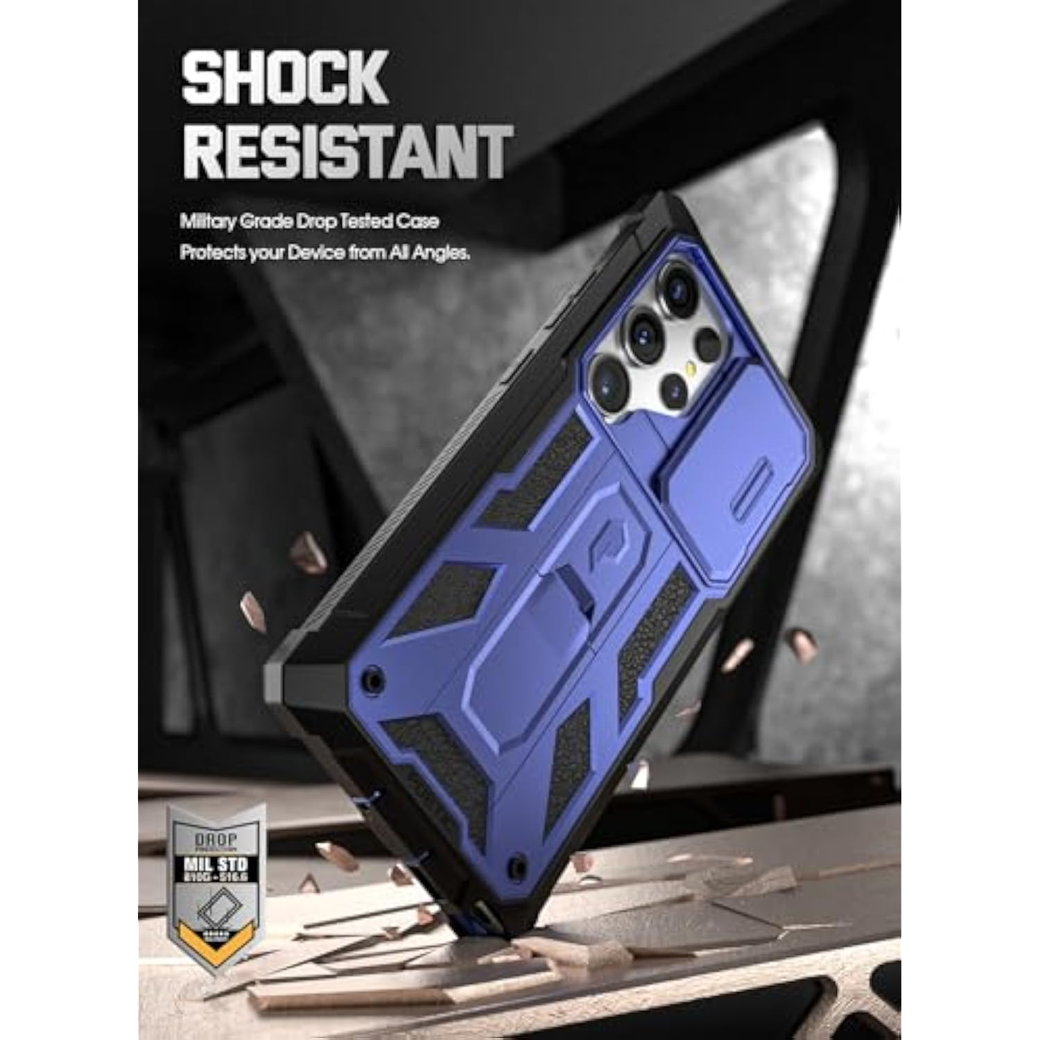 Spartan Case For Galaxy S24 Ultra 6.8", [Slide Camera Cover] [Screen Protector Works With Fingerprint Id] Military Grade Rugged Shockproof S24 Ultra Phone Case With Kickstand, Midnight Blue