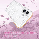 Bow Case For Iphone 16, Cute Ribbon Bows Wavy Curly Frame Clear Phone Case For Girls Women, Aesthetic Bowknot Transparent Soft Silicone Tpu Bumper Shockproof Protective Cover - White