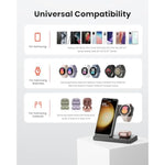 Wireless Charger For Samsung, 3 In 1 Foldable Wireless Charging Station For Samsung Galaxy S24 Ultra Plus S23 S22 S21 S20, Z Flip/Fold 5 4 3, Watch 6 5 4 3 Active, Buds 2 Pro/Live, Android