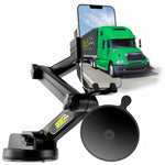 Phone Mount For Truck Phone Holder For Truck - Heavy Duty Super Suction Cup, Mobile Device Holder Dashboard Window 16.9 Inch Long Arm & Stable, Iphone & Samsung Compatible, Semi Trucker, Black