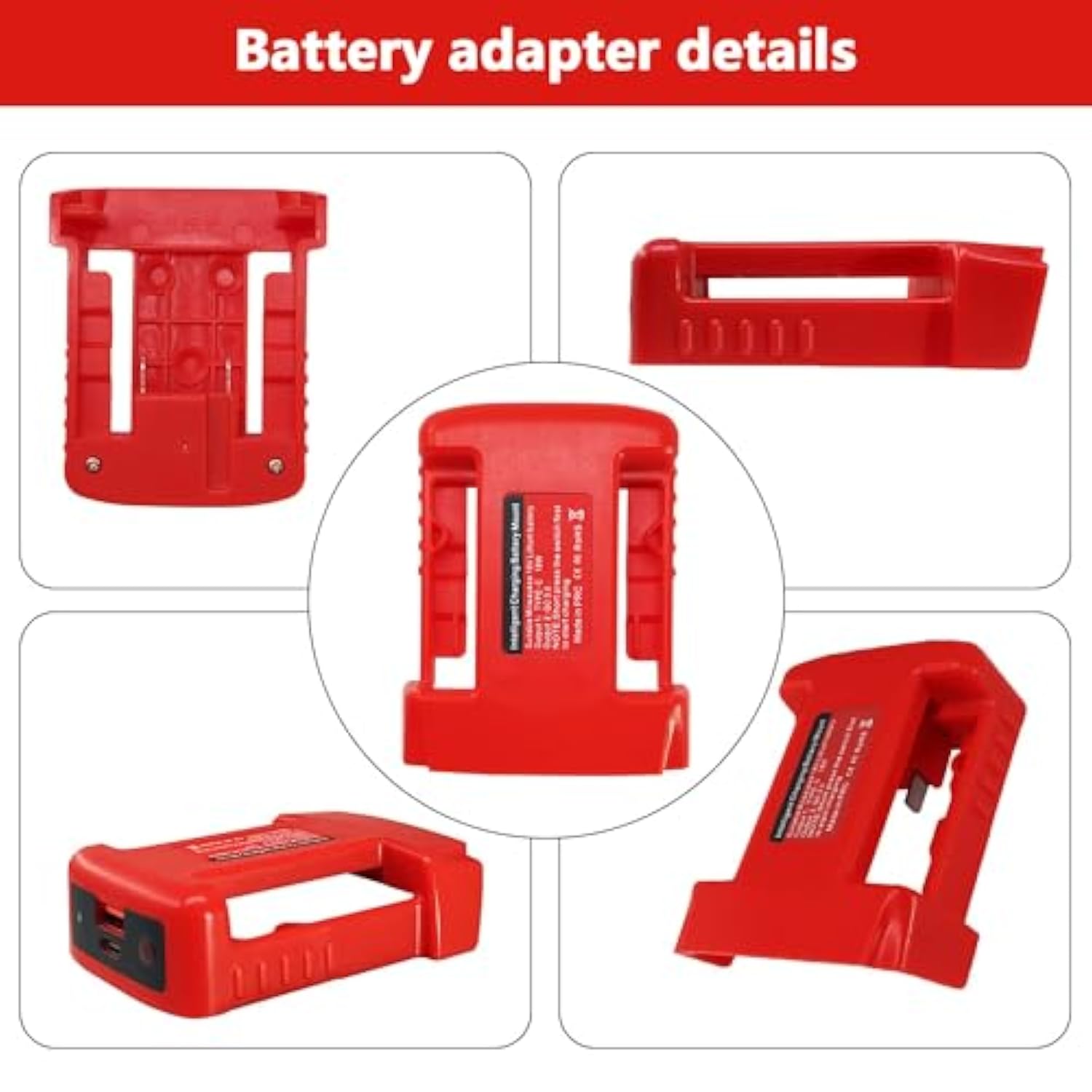 Usb Adapter For Milwaukee M18 18V Battery, 2Pcs Battery Holder For Milwaukee 48-11-1850 48-11-1852 48-11-1862 48-11-1860, With Usb And Type-C Fast Charging Power Wheel Adapter Charger