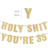 35Th Birthday Decorations For Men, Funny 35 Years Old Party Decor Sign 35Th Birthday Gifts For Women, Pre-Strung 35Th Party Banner - Gold Glitter