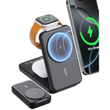 Portable Charger, 3-In-1 Charging Station 10000Mah Portable Charger Power Bank For Magsafe Foldable Battery Pack Travel For Iphone 16/15/14/13/12, For Apple Watch 10/9/8/7/6/5/Ultra/2, Black