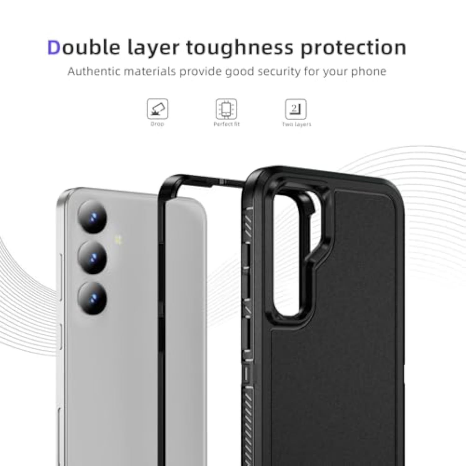 Samsung Galaxy S24/S25 Shockproof Case, Military-Grade Protection, Dual Guard Black