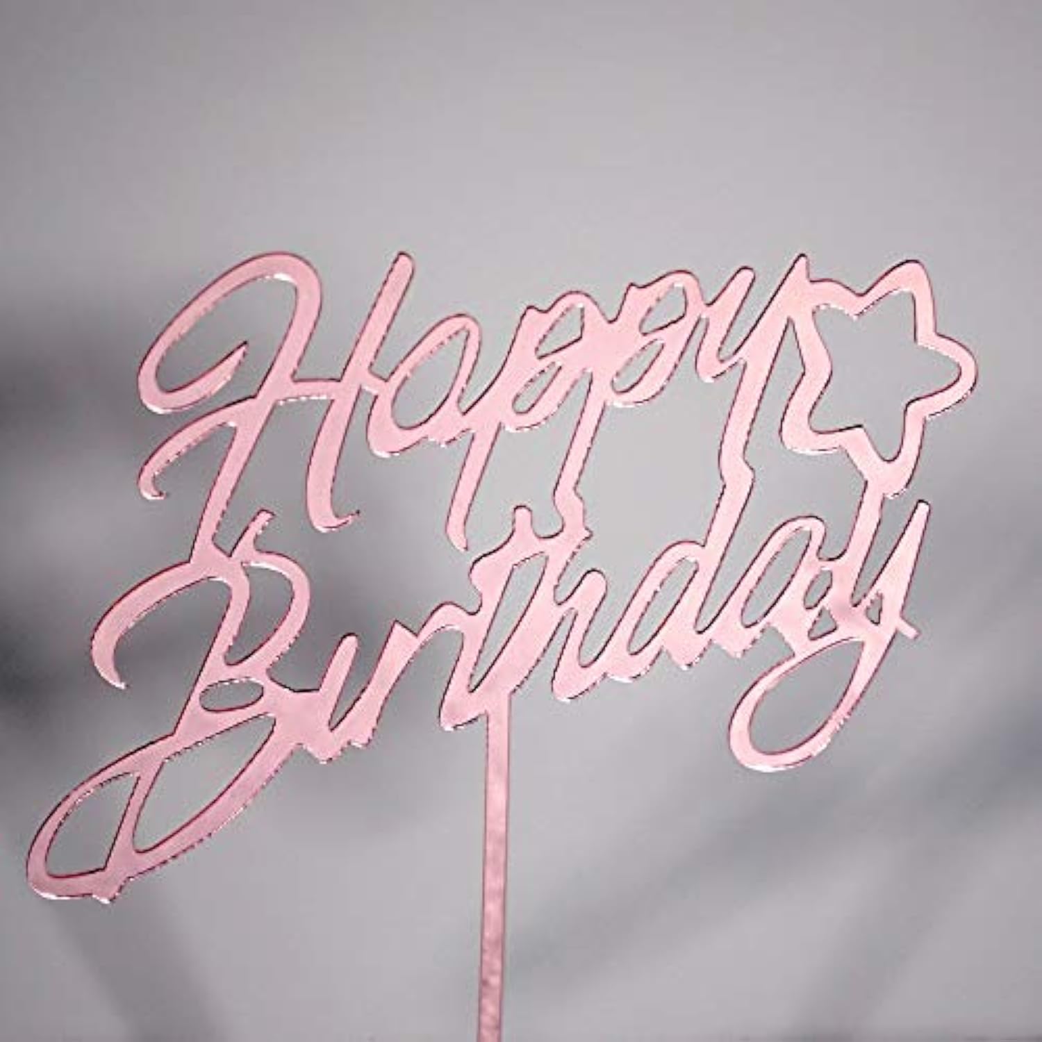 6-Pack Rose Gold Birthday Cake Topper Set, Double-Sided Glitter, Acrylic Happy Birthday Sign Cake Toppers/Cupcake Toppers, Party Decorations Supplies For Girls And Mom.