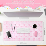 Large Pink Bows Mouse Pads Coquette Kawaii Mouse Pad 31.5 X 15.75 Inches Preppy Trendy Computer Desk Mat For Laptop With Non-Slip Rubber Base Mat Office Accessories Decor For Women