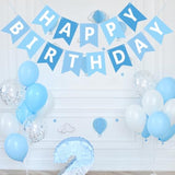 Happy Birthday Banner Light Blue Wall Door Garland with White Letters