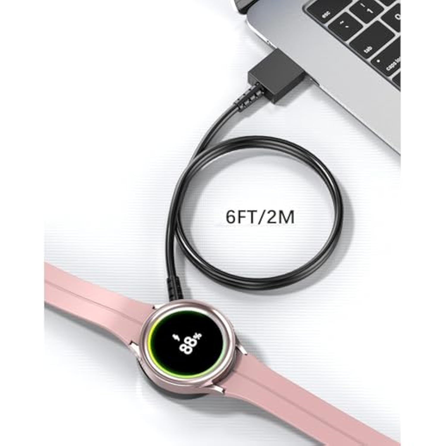 6Ft Long Samsung Watch Charger Cord Compatible For Samsung Galaxy Watch 8/8 Classic, 7/6/Ultra,6/4 Classic,5/5 Pro/4/3/Active 2/1, Magnetic Fast Charger Cable, Magnetic Wireless Watc H Charging Cable