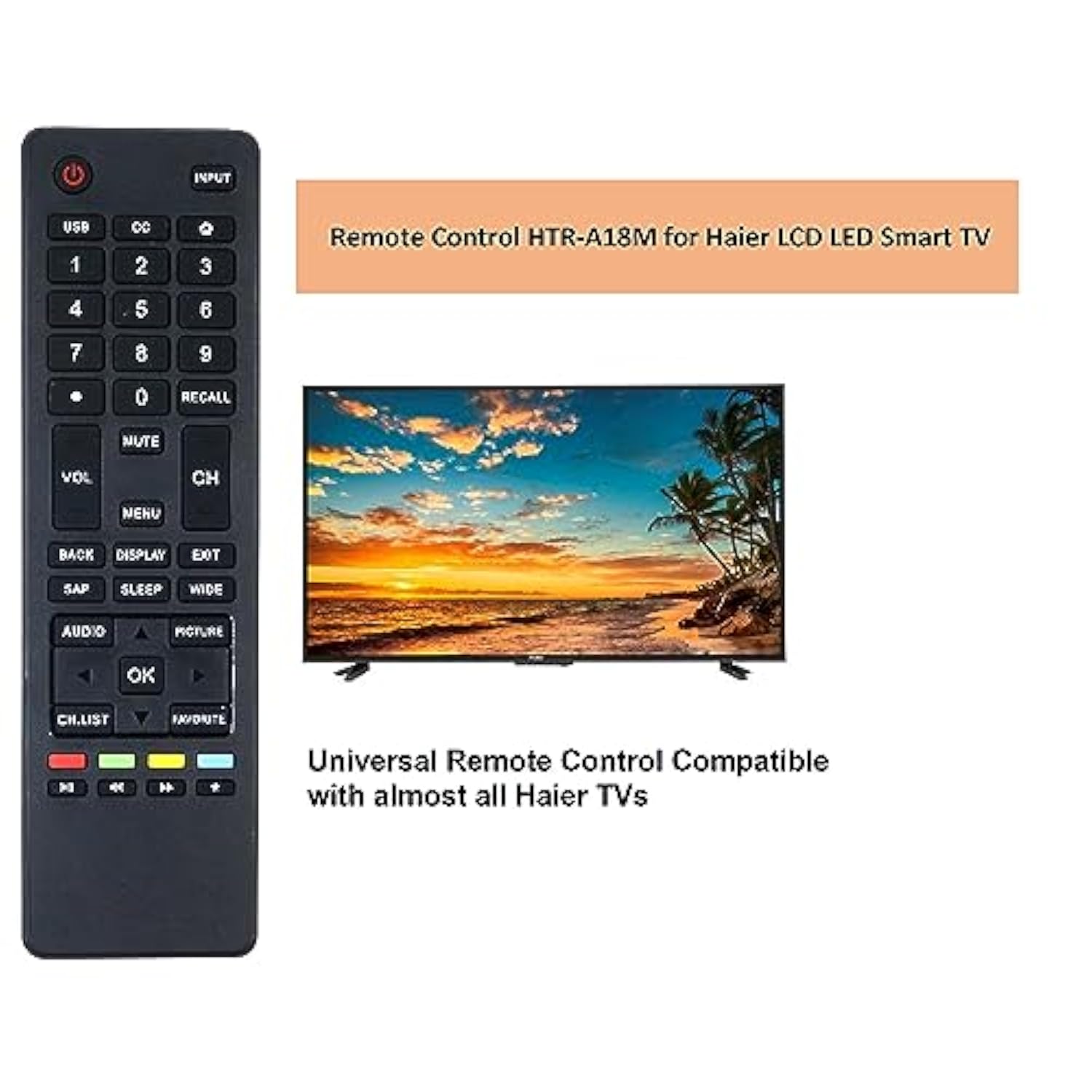 HTR-A18M Replacement Remote for Haier LCD LED TVs Models Listed