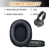 Replacement Ear Pads For Audio Technica Ath M50X M50Xbt M50Rd M40X M30X M20X Msr7 Sx1 Monitor Headphones, Ear Pads,High-Density Noise Isolation Foam - Black