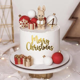 Mirror Gold Merry Christmas Cake Toppers - Acrylic & Side Cake Decorations Kit In Gold