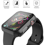 2 Pack Hard PC Case with Tempered Glass Screen Protector Compatible with Apple Watch SE Series 6 Series 5 Series 4 40mm, Black
