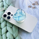 Expandiing Moblile Phone Grip Heart Glass Holder for Smartphones, Cell Phone Collapsible Stand? Wave Ocean