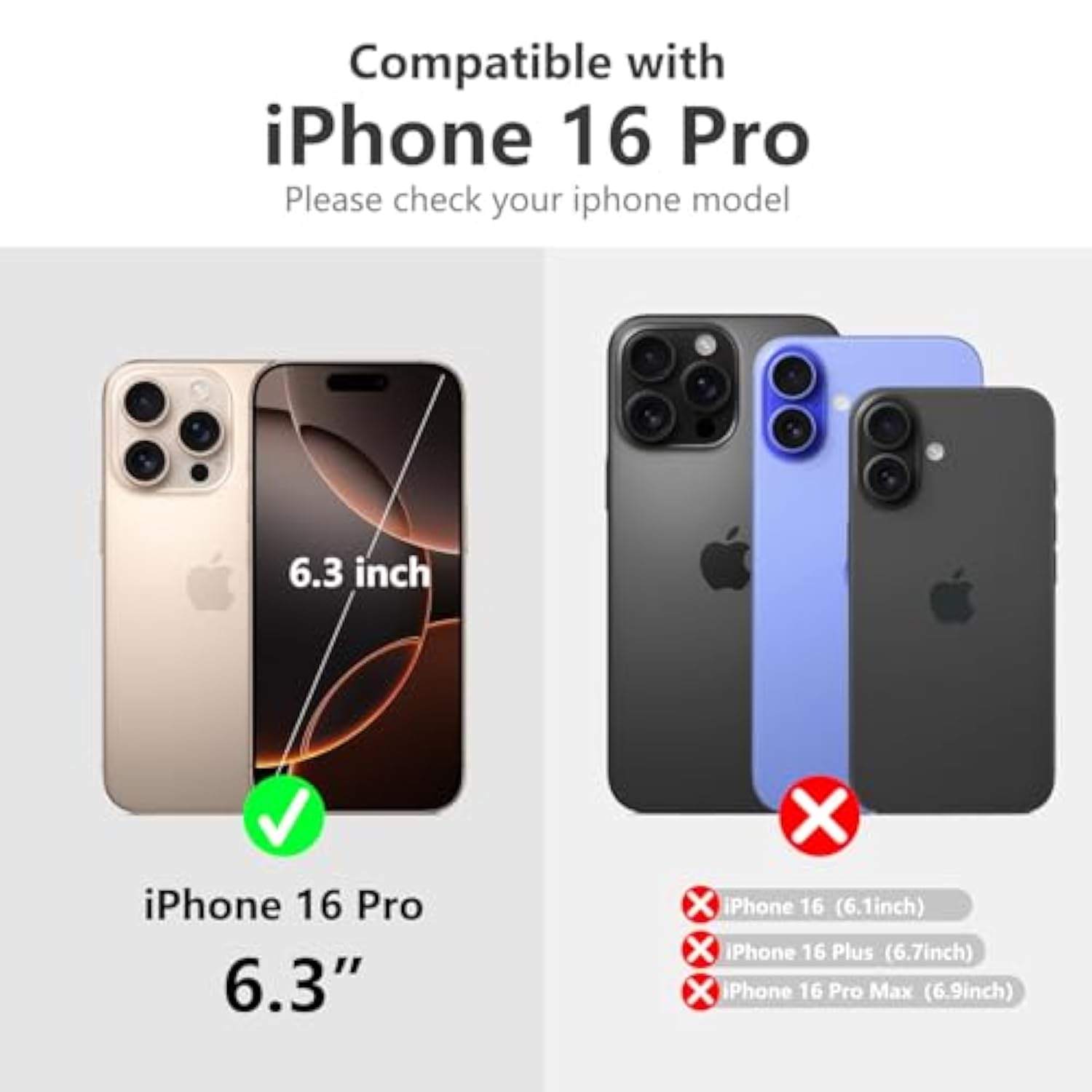 For Iphone 16 Pro(6.3 Inches) Detachable Wallet Case With Crossbody.Multi-Function 2 In 1 Magnetic Wallet Case With Card Holder.Flip Strap Zipper Phone Case With Shoulder Straps