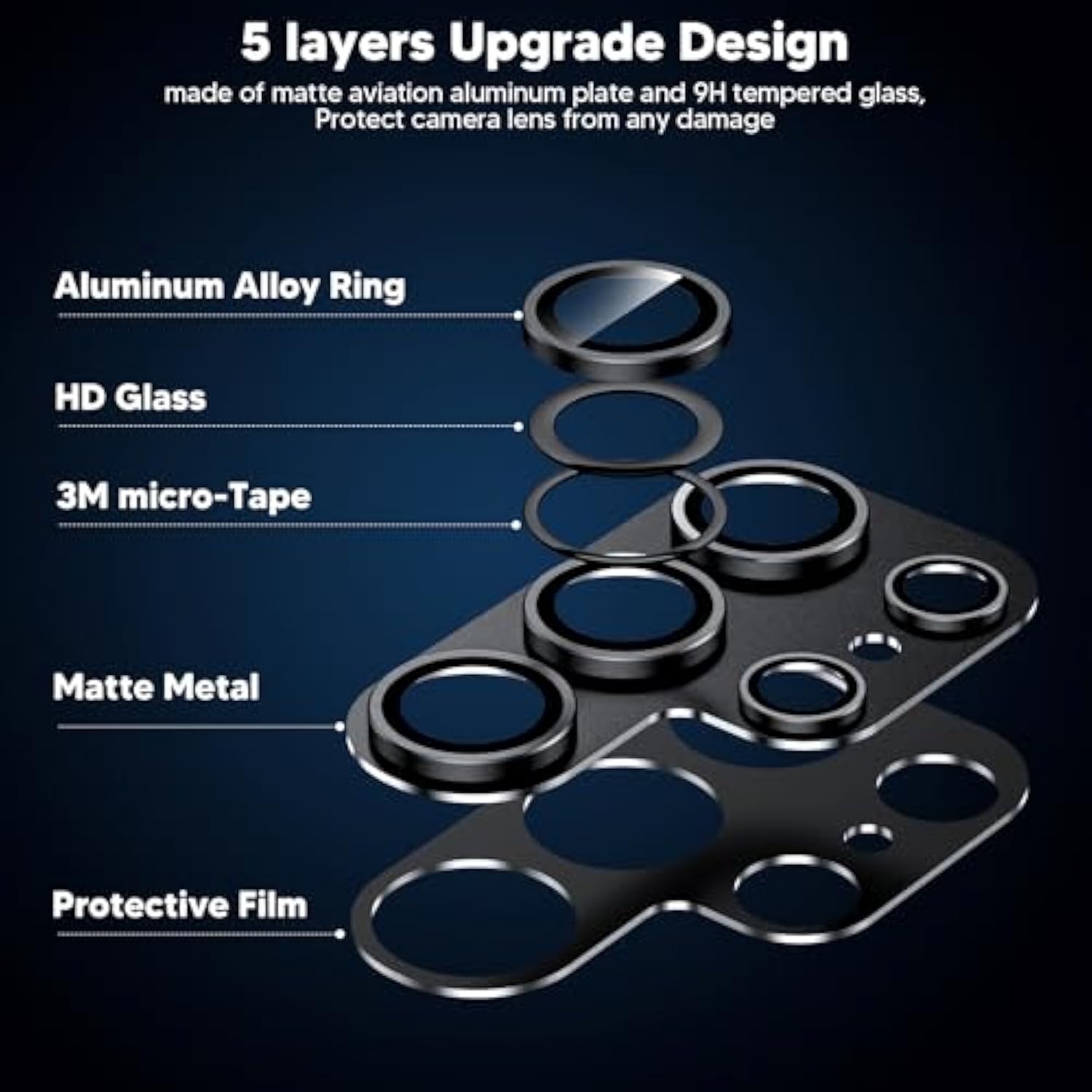 For Samsung Galaxy S24 Ultra Camera Lens Protector, [Full Protection] [Powerful Strength Adsorption] Matte Alloy Metal Ring Glass Camera Screen Protector For Galaxy S24 Ultra,Black