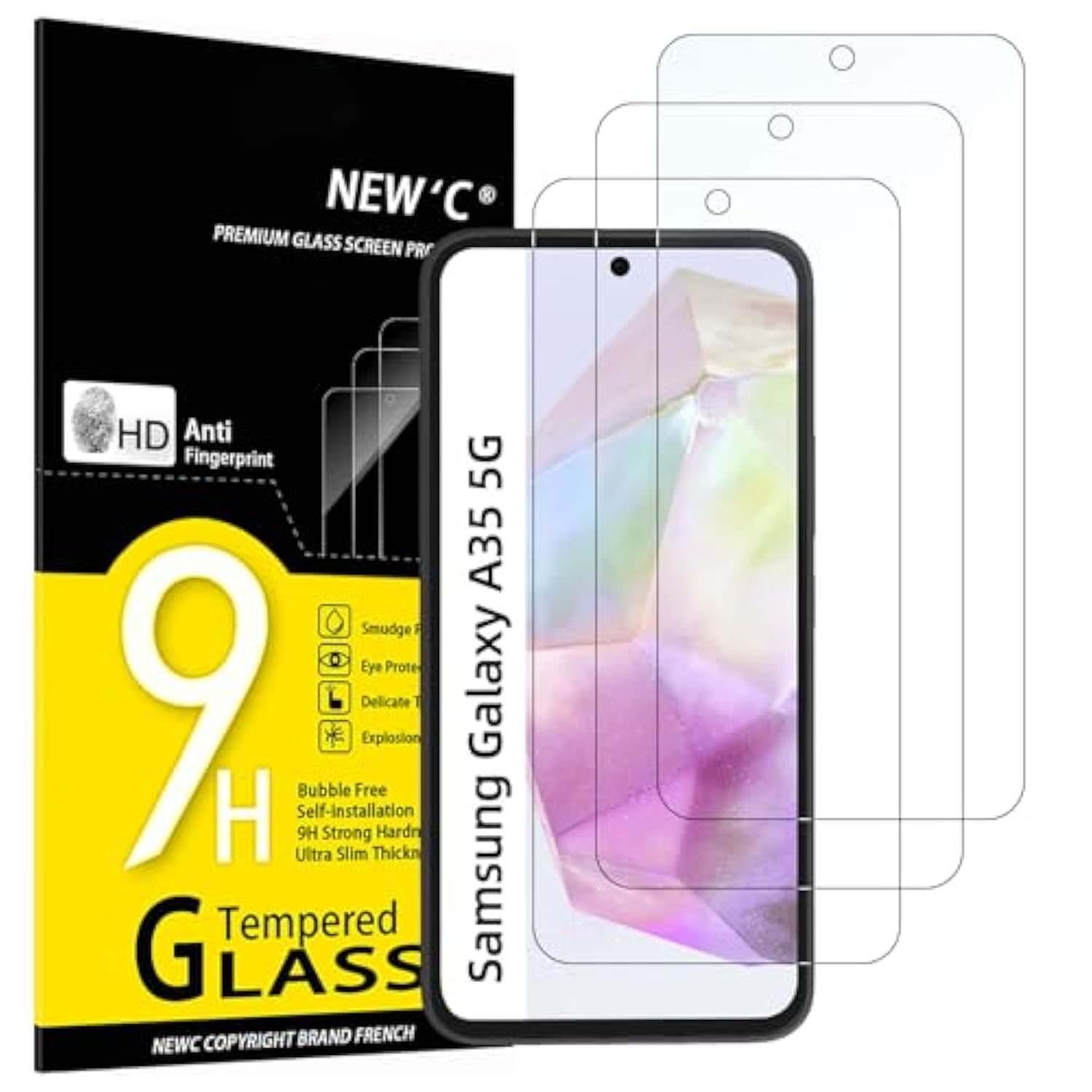 3-Pack Samsung Galaxy A35 5G 6.6 Inch Tempered Glass Screen Protector