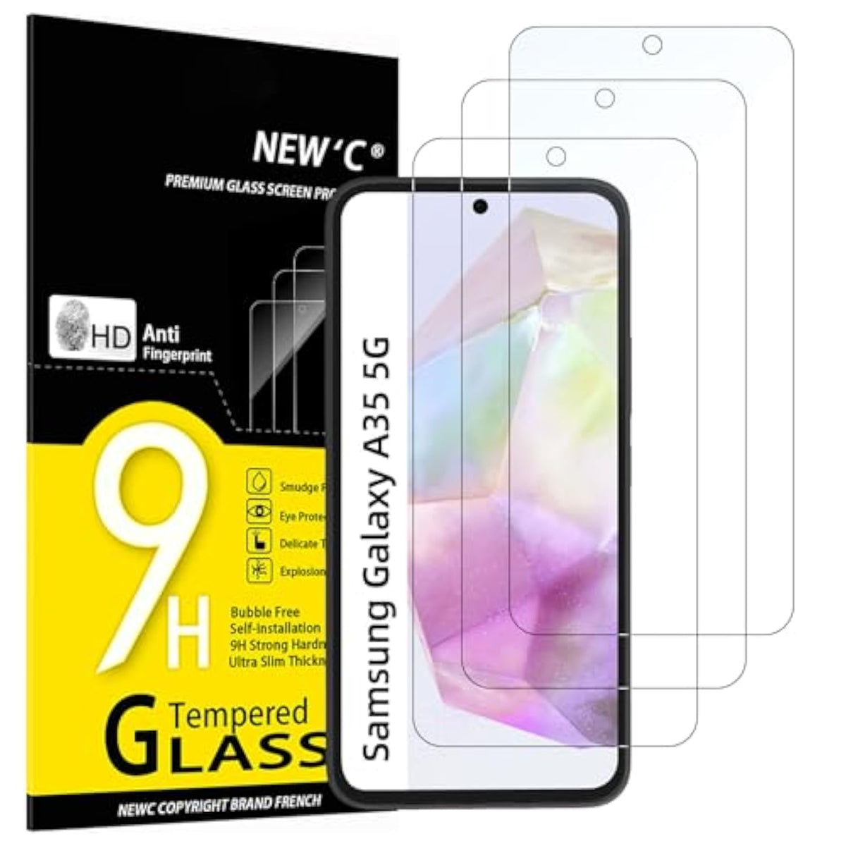 3-Pack Samsung Galaxy A35 5G 6.6 Inch Tempered Glass Screen Protector