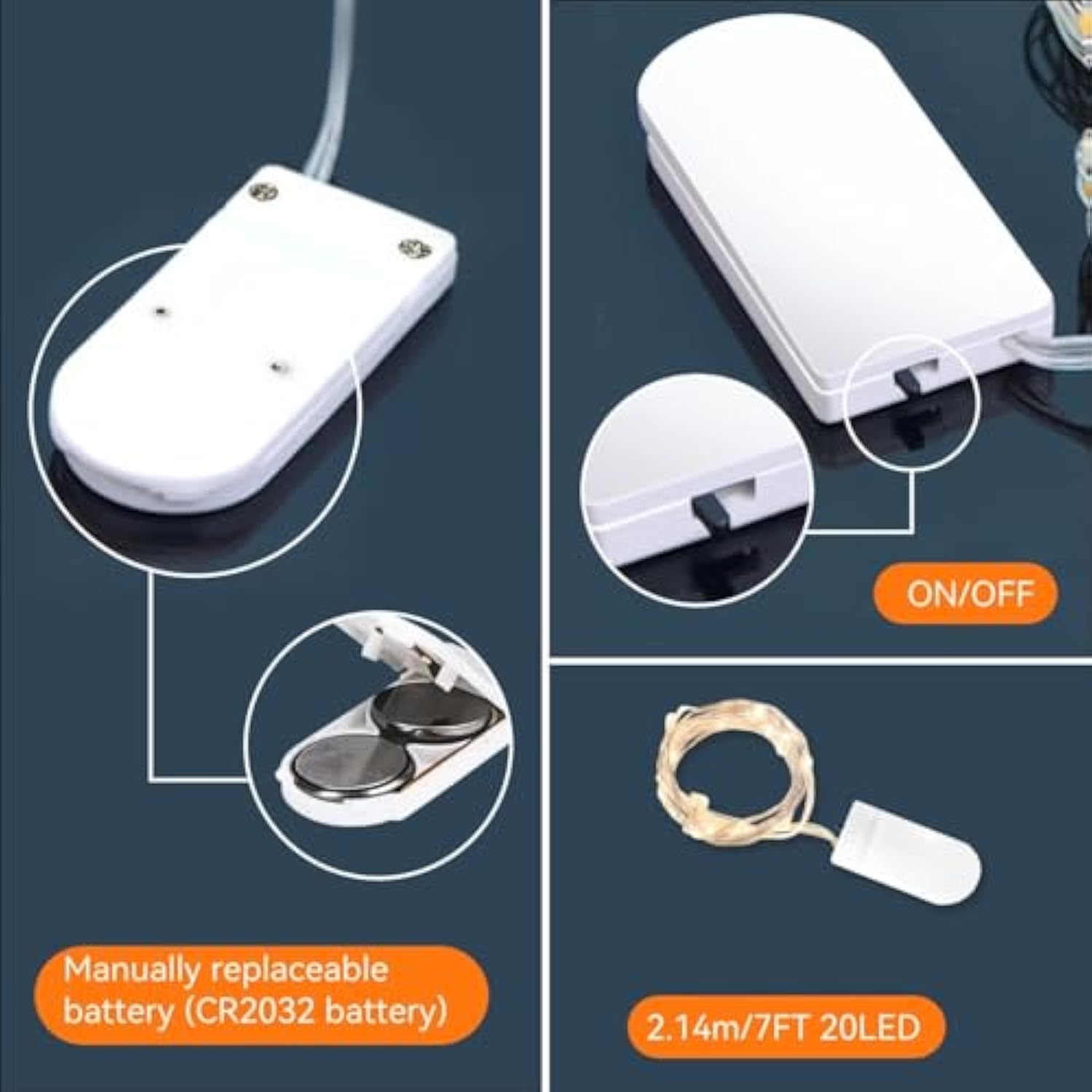 10 Pack Fairy Lights Battery Operated - 7Ft 20 Led Twinkle Lights Copper Wire Mini String Lights Firefly Lights For Mason Jars Diy Crafts Christmas Wedding Party Centerpiece Table Decor, Warm White