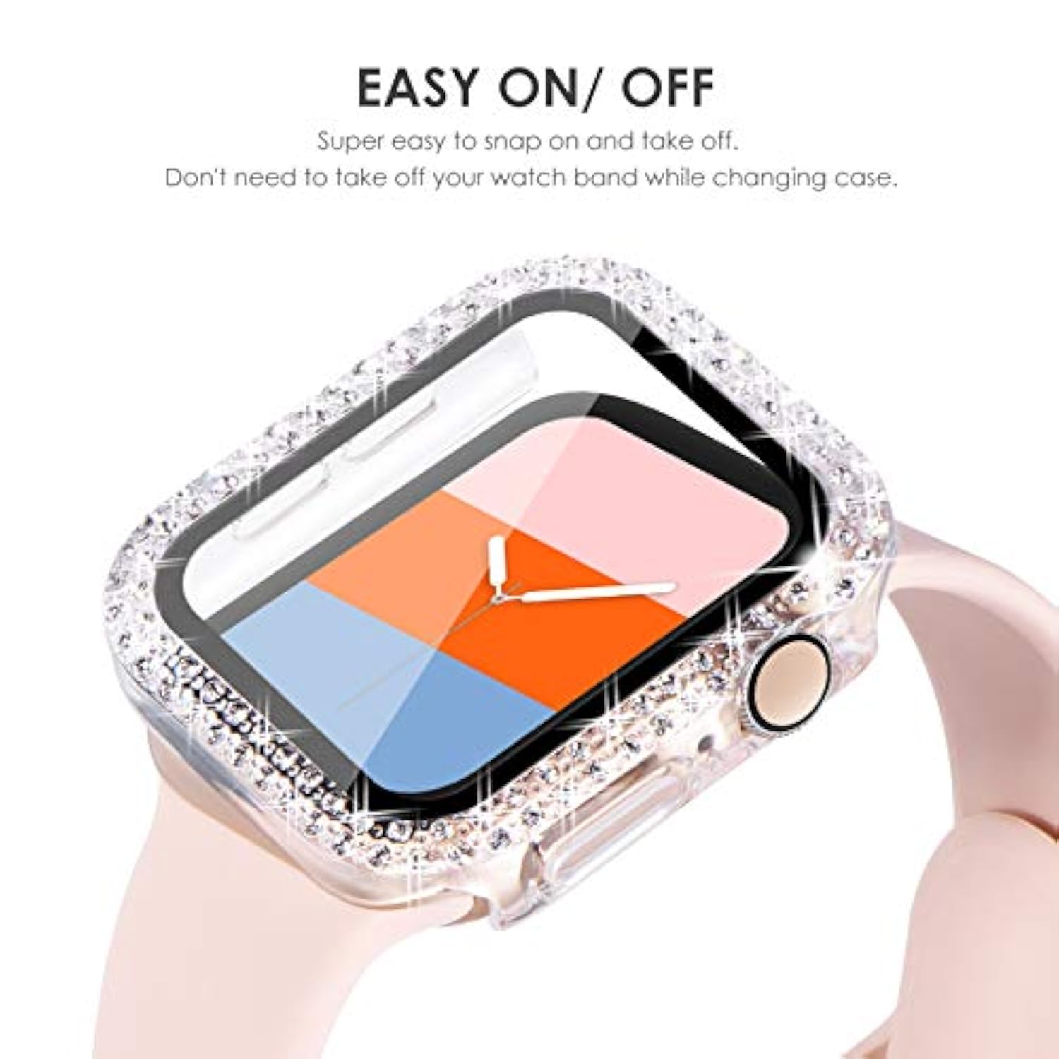 Compatible For Bling Apple Watch Protective Case With Built-In Screen Protector For Apple Watch 40Mm Iwatch Series Se Se2022 6 5 4 (40Mm, Clear)