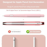 MoKo Protective Case Compatible with Apple Pencil Pro, Apple Pencil 2nd Generation, Retractable Protective Case for Apple Pencil with Clip, Apple Pencil PC Cover, Double-Tap Stand, Light Pink