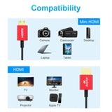 Short 8K Hdmi 2.1 Cable 1.5Ft/0.5M, Ultra High Speed 48Gbps, Ultra Thin Hdmi C