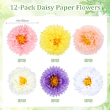 12Pcs Paper Flowers Decorations For Wall, Tissue Paper Flowers, Daisy Decor Tissue Pom Pom Spring Party Decorations For Backdrop Garden Carnival Wedding Birthday Baby Shower, 14 Inch (Pastel)
