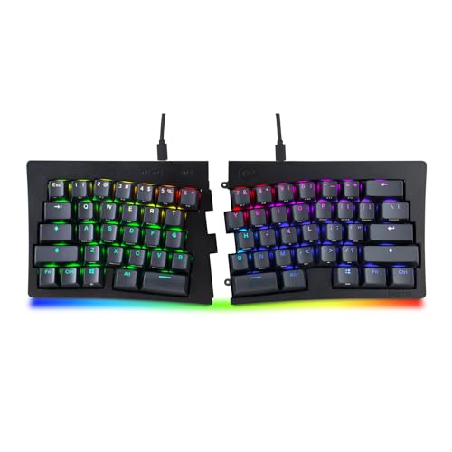Mistel Md600 Alpha Bt Rgb, Split Keyboard, Ergonomic Mechanical Keyboard, 60%, Pbt Double Shot Keycap (Transparent), Bluetooth5.0, Mac/Windows Os Compatible -Gateron G Pro Silver