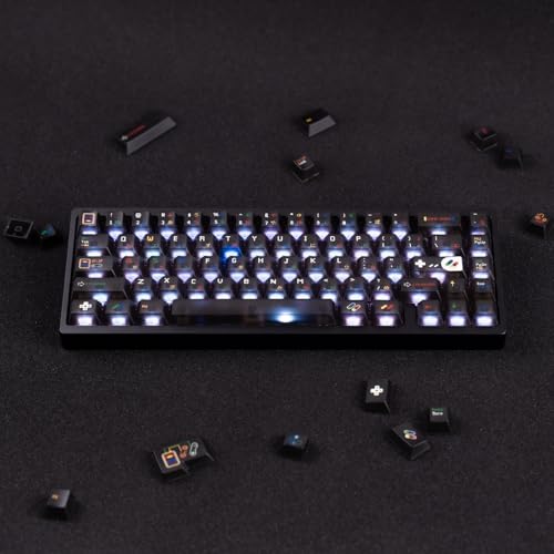 Clear Matte Keycaps Set, Black Matte Transparent Pc 122 Keys Cherry Profile, Backlit Compatible, Retro Keycaps For 60-80% Cherry Mx Switch Mechanical Keyboards