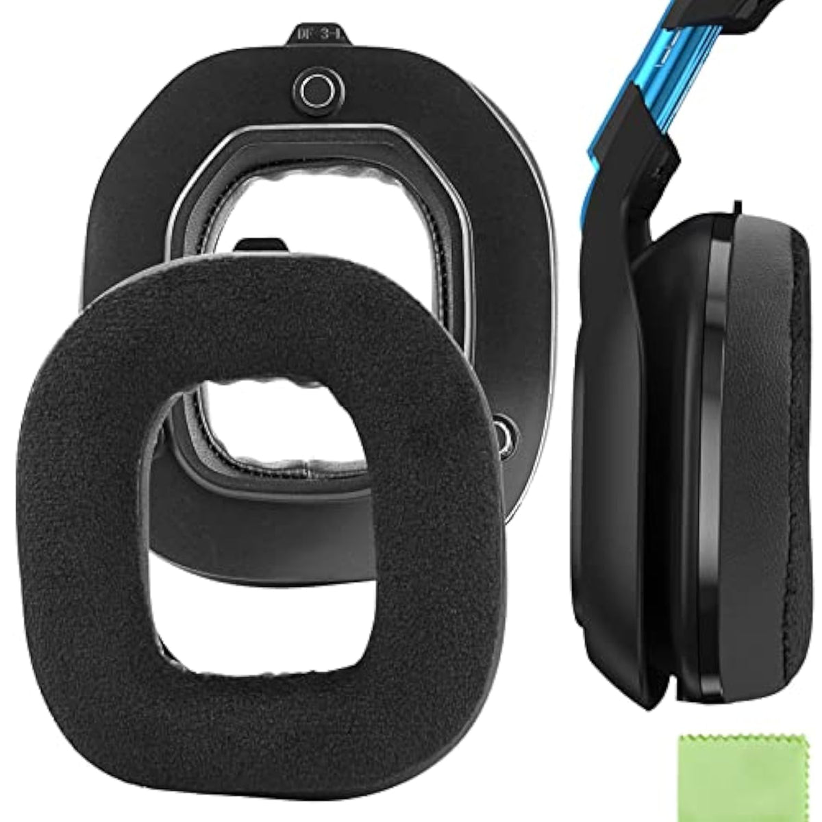 Geekria Comfort Hybrid Velour Replacement Ear Pads for Astro A50 Gen 3 Headphones, Ear Cushions (Black)