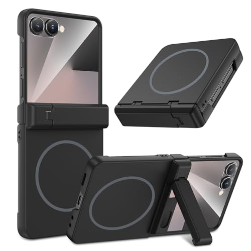 for Galaxy Z Flip 7 Magnetic Case, with [Hidden Kickstand] [Compatible with MagSafe] [Built-in Screen Protector] [Hinge Protection] Phone Cover for
