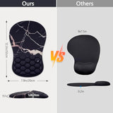 Mouse Pad Wrist Support, Ergonomic Mouse Pad With Wrist Rest, Comfortable Computer Mouse Pad For Laptop, Pain Relief Mousepad With Non-Slip Pu Base Black Gold Marble