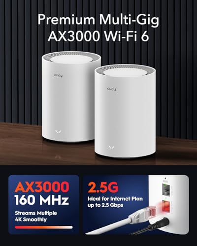 Ax3000 Wi-Fi 6 2.5G Mesh System, Covers Up To 1000 Sq.Ft, Replaces Wireless Router And Extender, Supports Ethernet Backhaul, Ideal For 2.5G Network, M3000 1-Pack