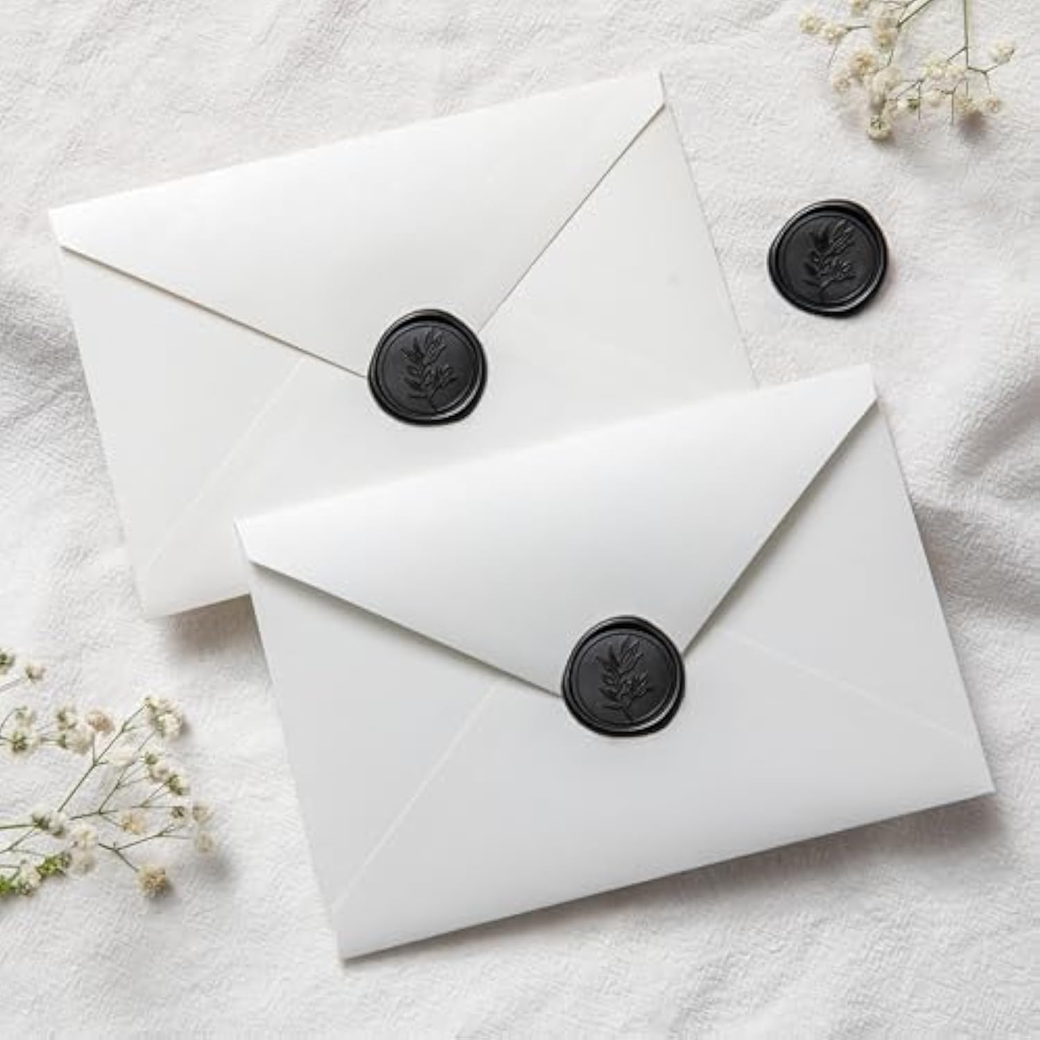 Black Wax Seal Stickers - Wedding Invitation Seal Stickers, 50 Pcs Self- Adhesive Wax Seals, Perfect For Invitation Cards, Envelopes Christmas Cards, Gift Wrapping, Party Menu Decor