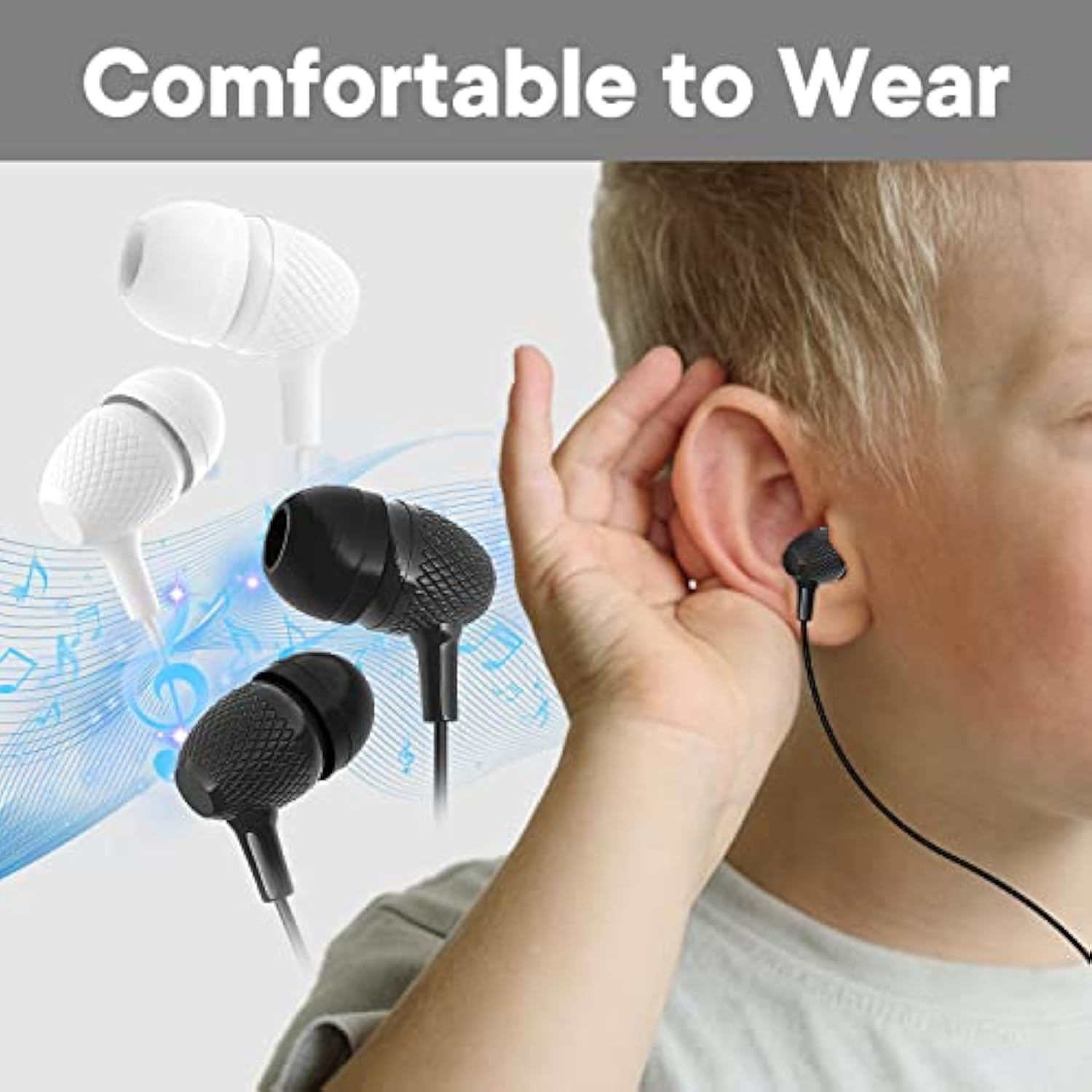 Bulk Earbuds Headphones 50 Pack For Classrooms Kids, Wholesale Durable Earphon