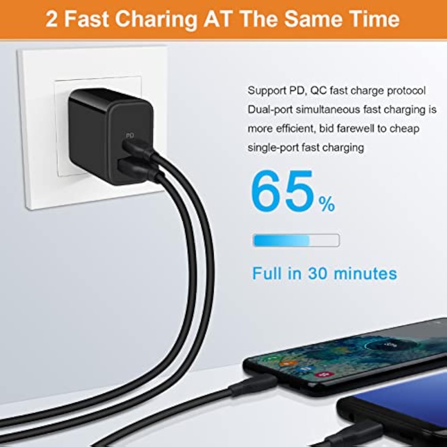 20W Android Samsung Usb C Charger Block Fast Charging For Samsung Galaxy S25 Ultra/S25+/A35/A23/A16/S24 Ultra/S24Fe/S24 Plus/A55/A35/S23 Ultra/S23Fe/A15/A14, Usb C+Qc3.0 Fast Wall Charger Adapter Cube