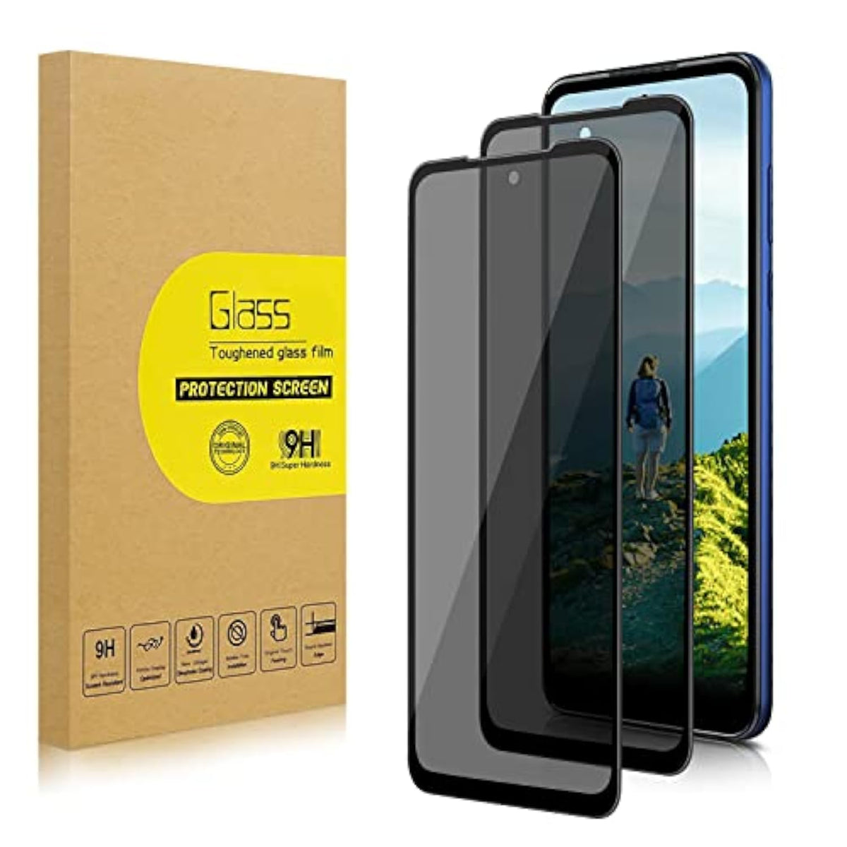 2 Pack Privacy Screen Protector For Motorola Moto G Play (2023) [Anti-Spy Tempered Glass], Ultra Hd, Anti-Scratch, Bubble-Free, Easy Install 9H Protective Glass For Moto G Play