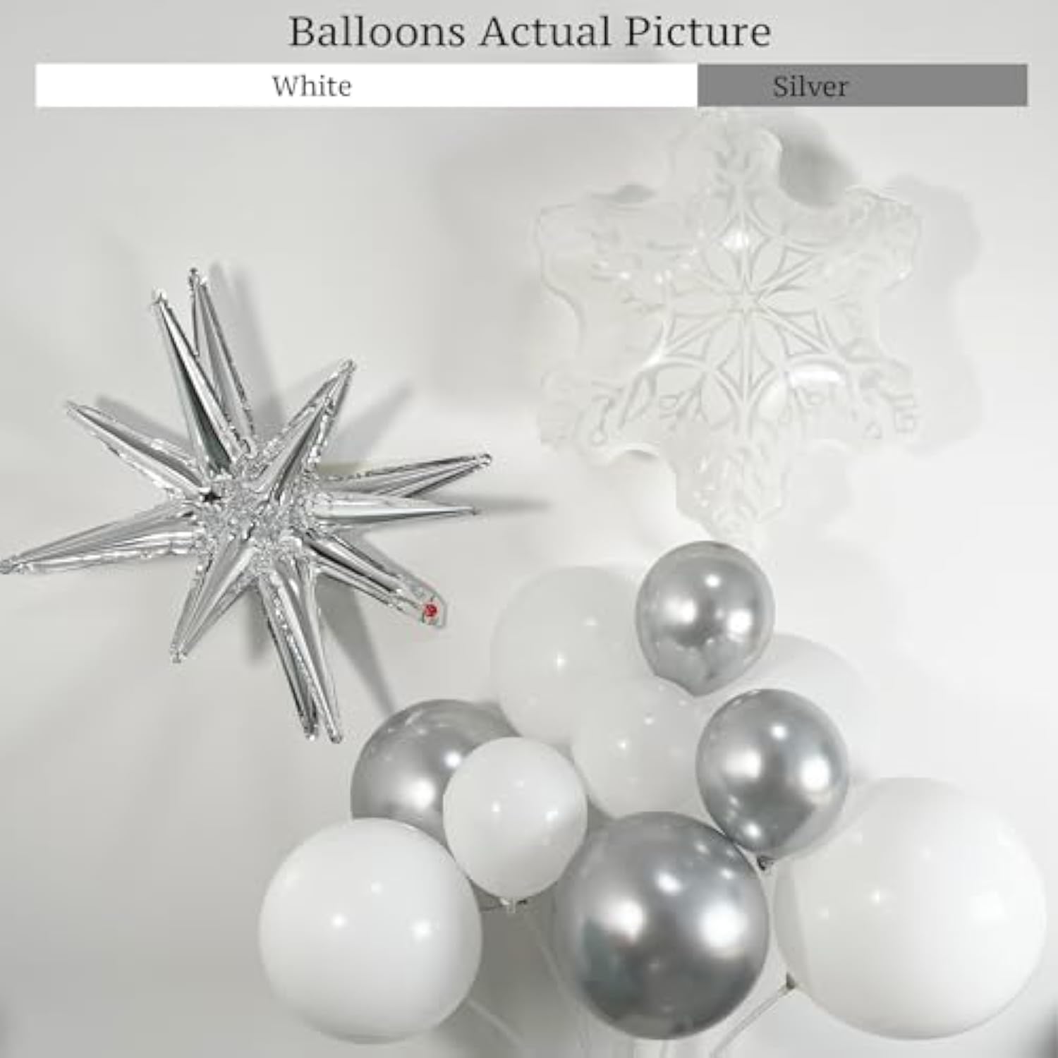 Metallic Silver And White Balloon Arch 128Pcs Winter Wonderland Snowflake Balloon Arch Perfect For Christmas Decor Snowman Birthday Parties, New Year,Princess Party, And Snowflake Party Decorations