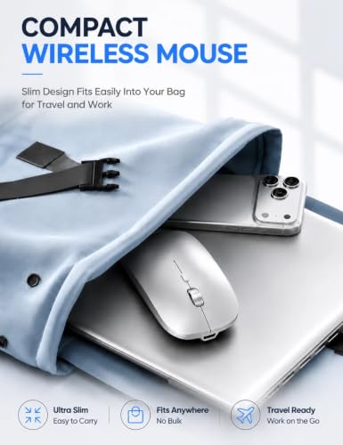 Bluetooth Mouse For Macbook Pro/Air, Ipad - Rechargeable Tri-Mode Wireless Mouse For 3 Devices (Bt 5.2 + 2.4G), Sleek Silver Slim Silent Mouse For Surface, Windows M31