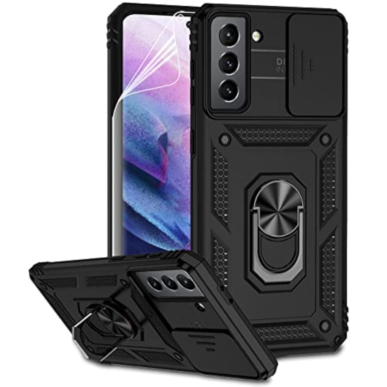 Samsung Galaxy S21 5G Dual Layer Military Grade Drop Tested Case with Camera Lens Cover and HD Screen Protector